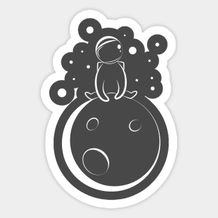 White Astronaut Sitting On The Moon Sticker